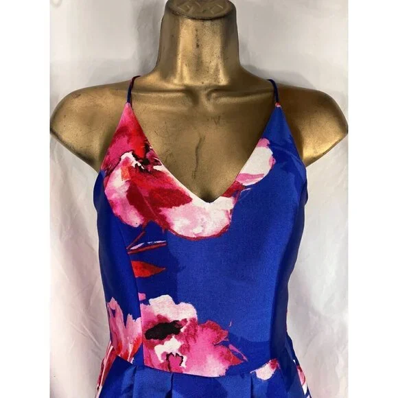 Floral Formal Dress S Strappy Bloom Ball Gown Pockets Prom Wedding Fairy Witch - Picture 5 of 14